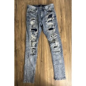 Decibel Men's Skinny Jeans Size 28/32 Light Wash Covered Ripped